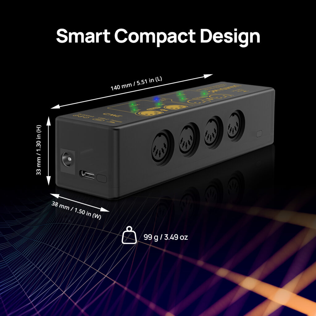 CME U4MIDI WC – Interfaccia MIDI Ibrida 2-in-2-out Con Router, Filtro, Mapper E Bluetooth MIDI Opzionale – Standalone A 9V, Per Chitarristi E Pedaliere